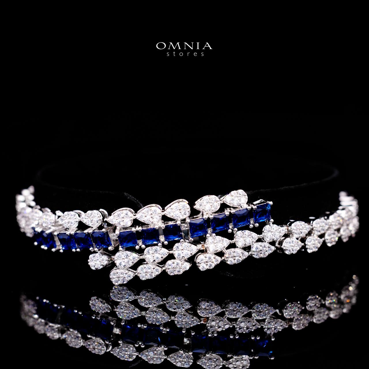 Trinity Blue Luxury Bridal Full Set with High-Quality Simulated Diamonds – Rhodium Plated