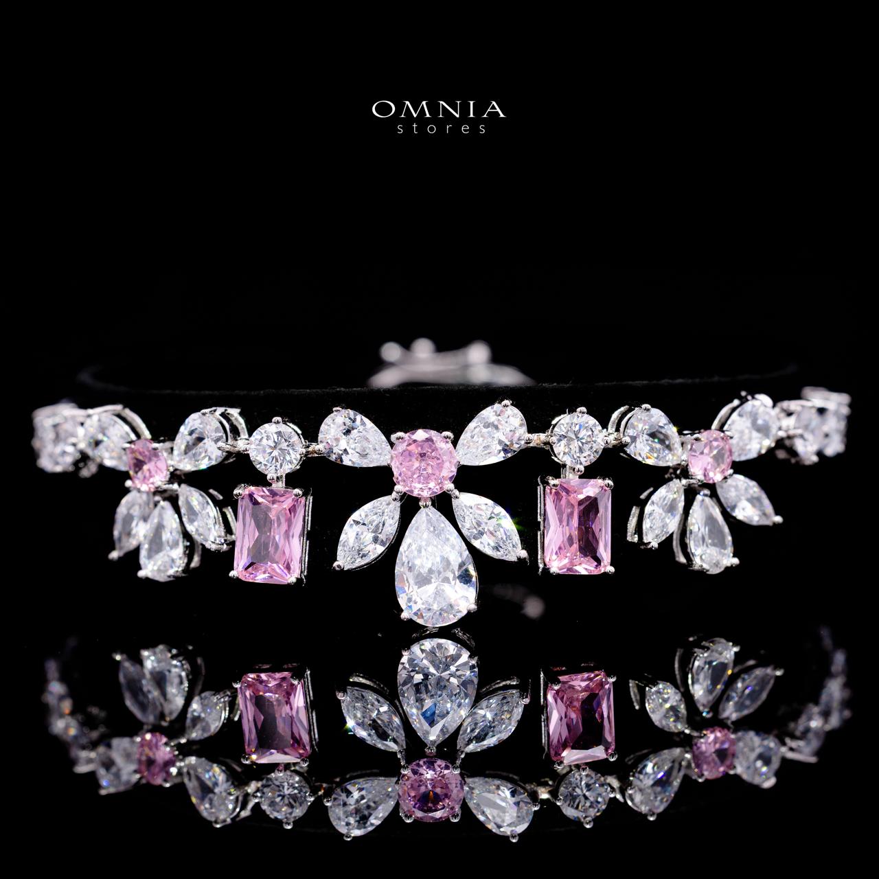 Rizza Pink Luxury Bridal Full Set with High-Quality Simulated Diamonds – Rhodium Plated