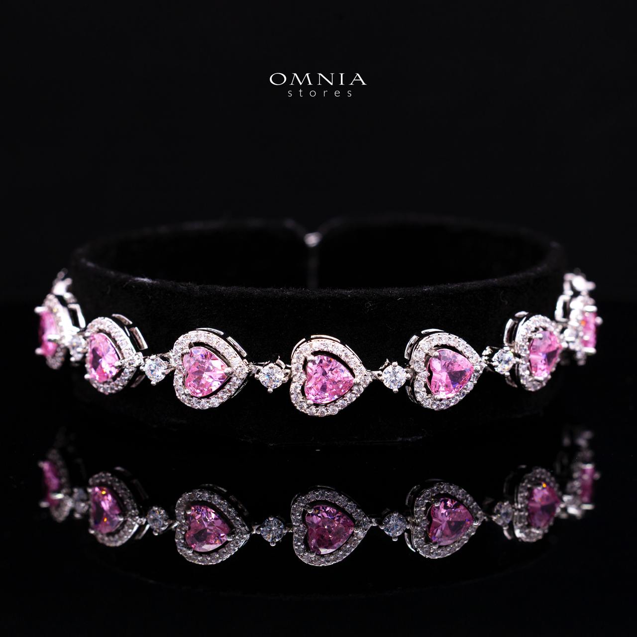 Talina Pink Luxury Bridal Full Jewelry Set with High-Quality Premium Simulated Diamonds-Rhodium-Plated