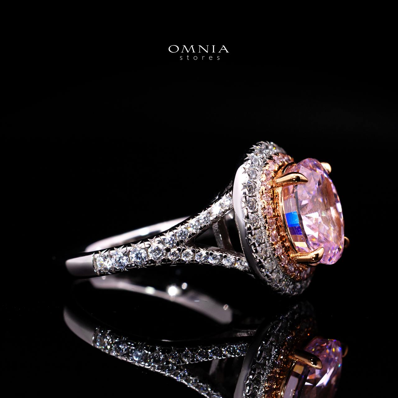 Annie Pink Ring with Certified Premium Simulated Diamonds in 925 Sterling Silver