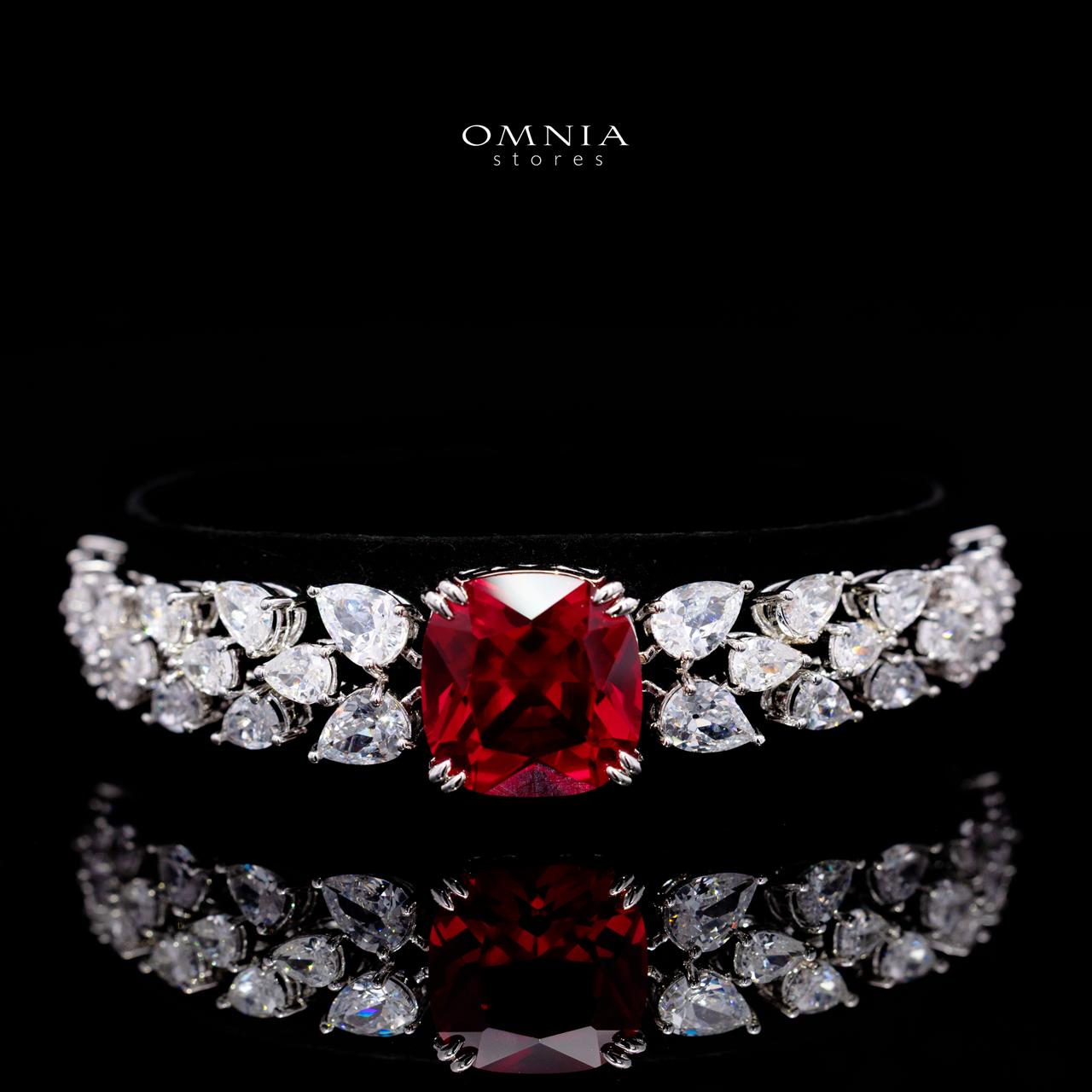 Nazaha Red Luxury Bridal Full Set with High-Quality Simulated Diamonds – Rhodium Plated
