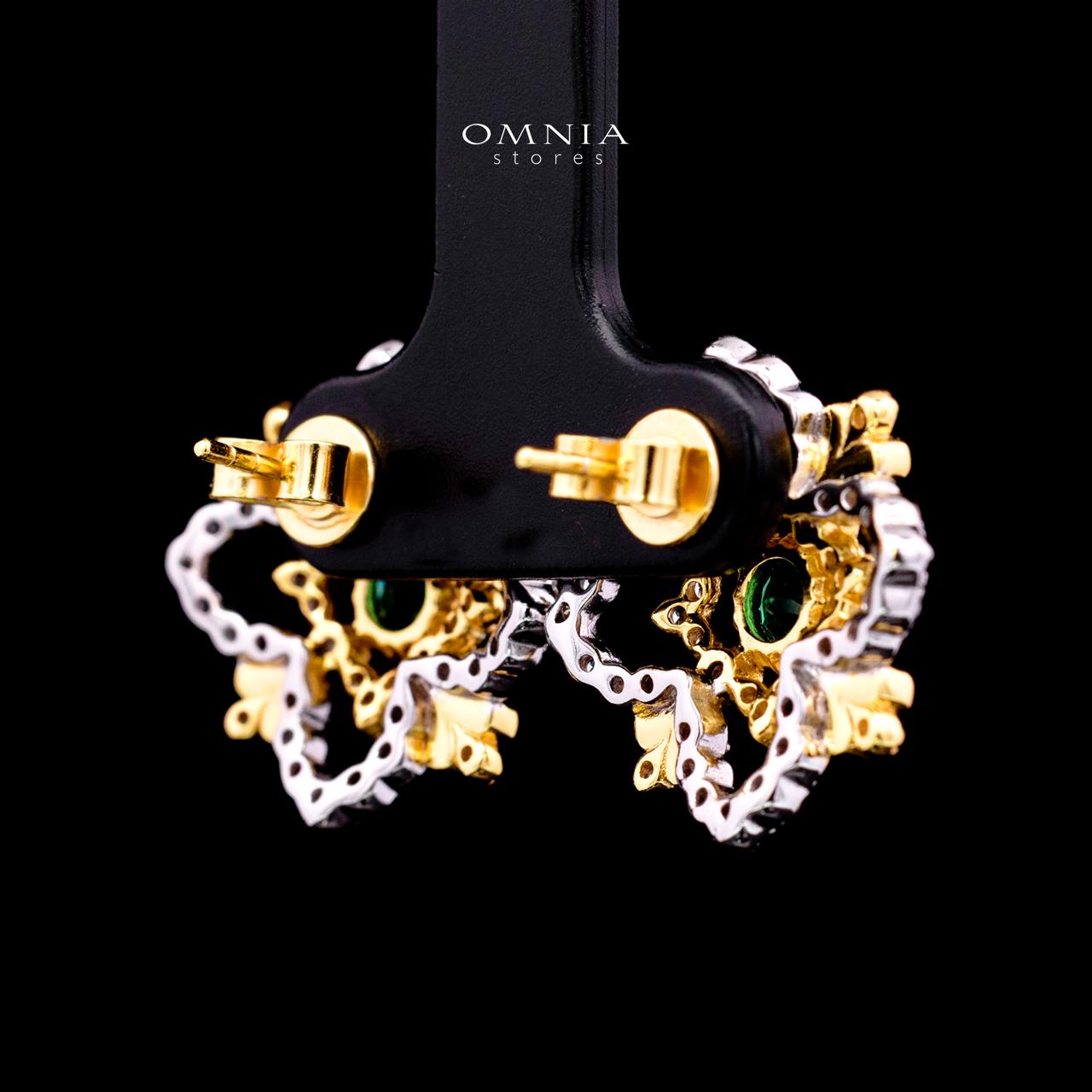 Aureliana Gold Plated Earrings with Certified High-Quality Simulated Diamonds in 925 Sterling Silver