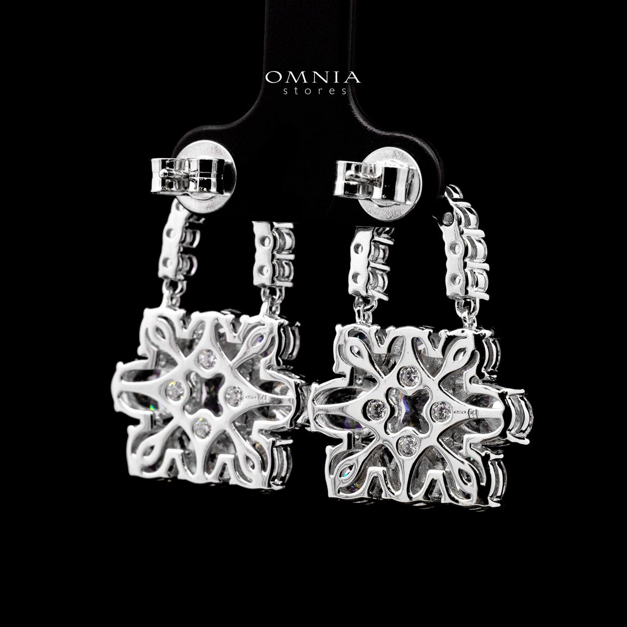 Aila White Lock Design Earrings with High-Quality Premium Simulated Diamonds in 925 Sterling Silver